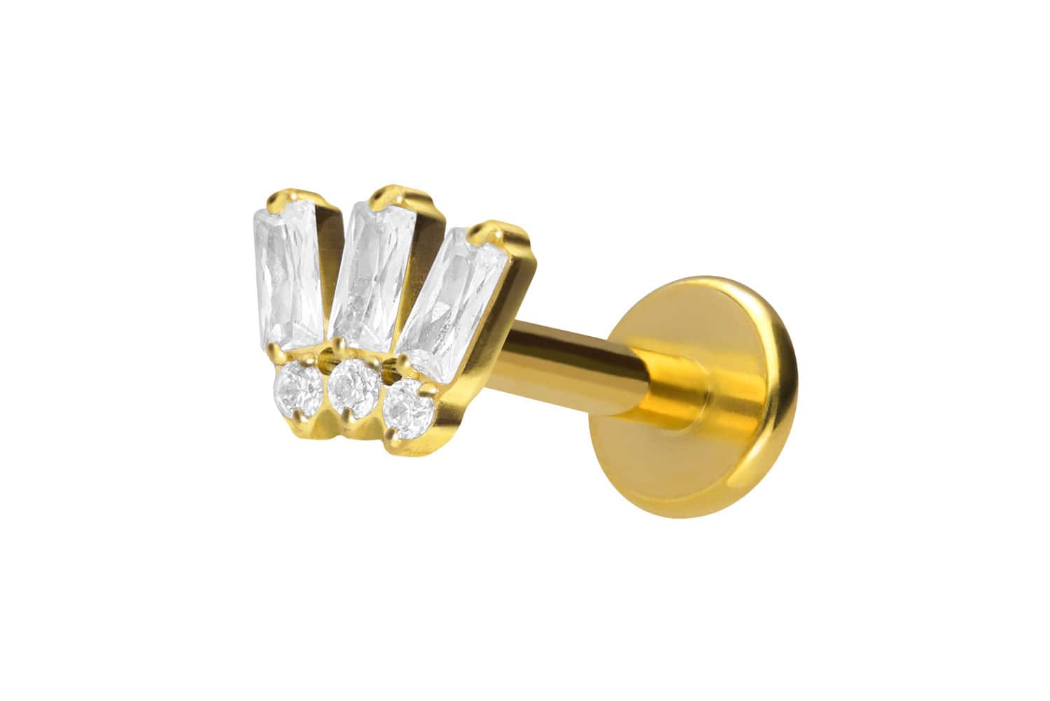 Titan Labret Piercing mit Push Fit 6 EINGEFASSTE KRISTALLE